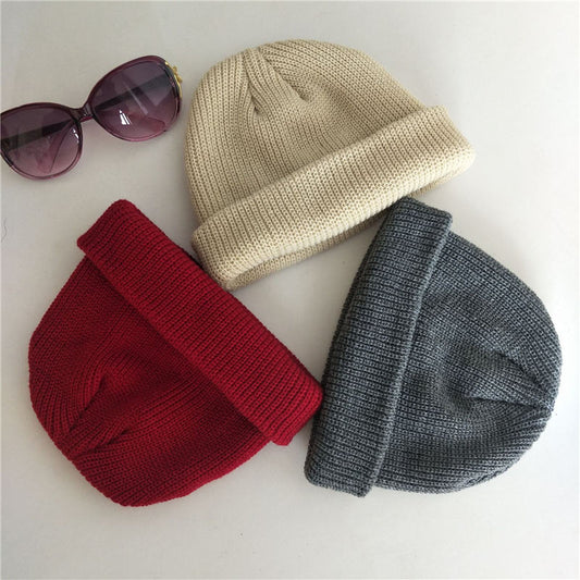 Solid Color Knitted Unisex Men And Women Beanies