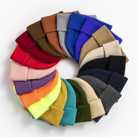 Women Casual Solid Color Dome Wool Warm Hat
