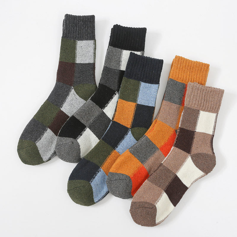 Men's Plaid Thick Warm Terry Socks for Autumn Winter