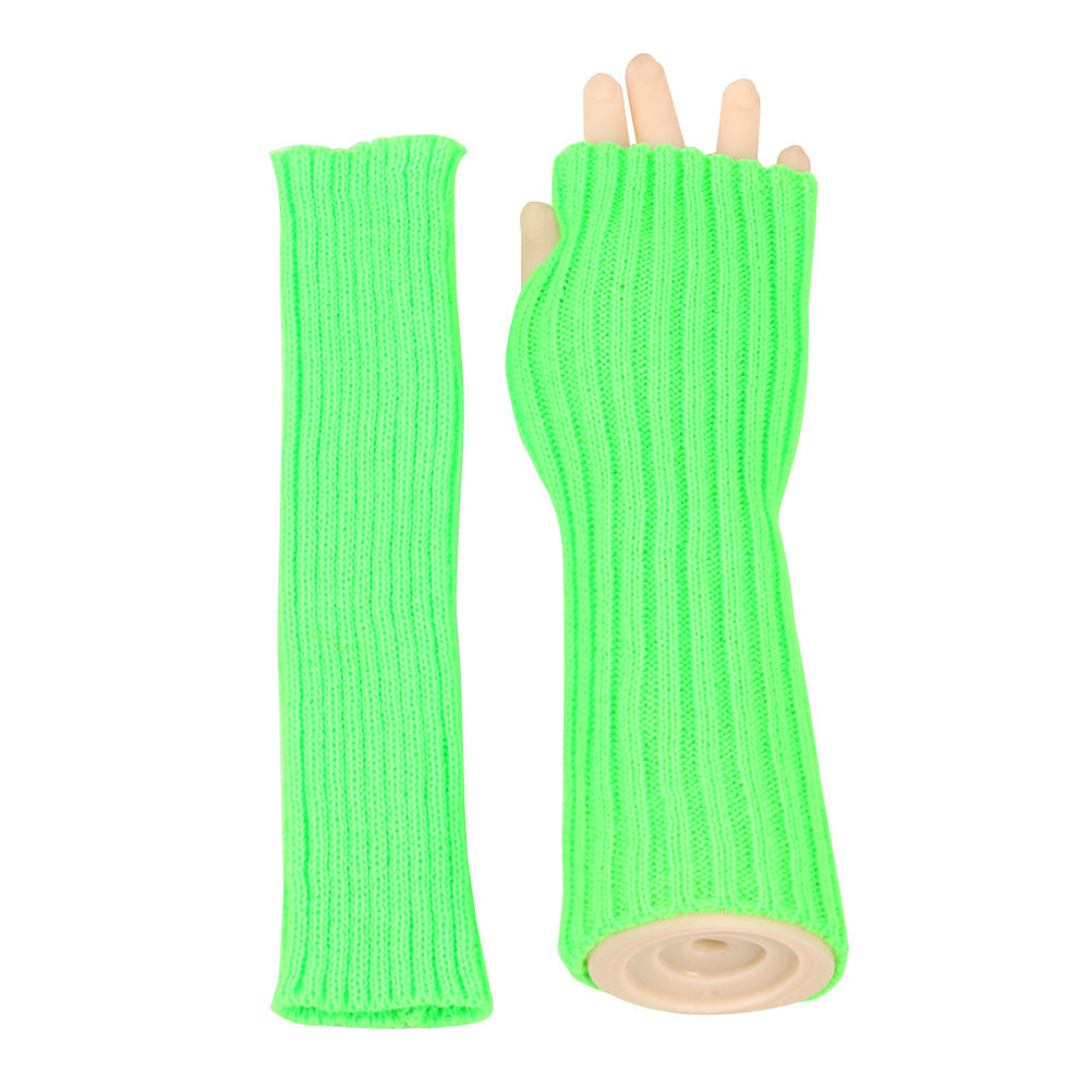 Mid-Length Autumn And Winter Knitted Half Finger Warm Gloves