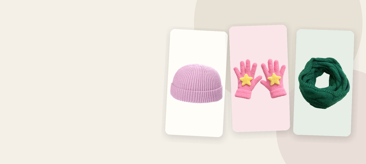BrumaWorld knit beanie, star gloves, and scarf from the product collection