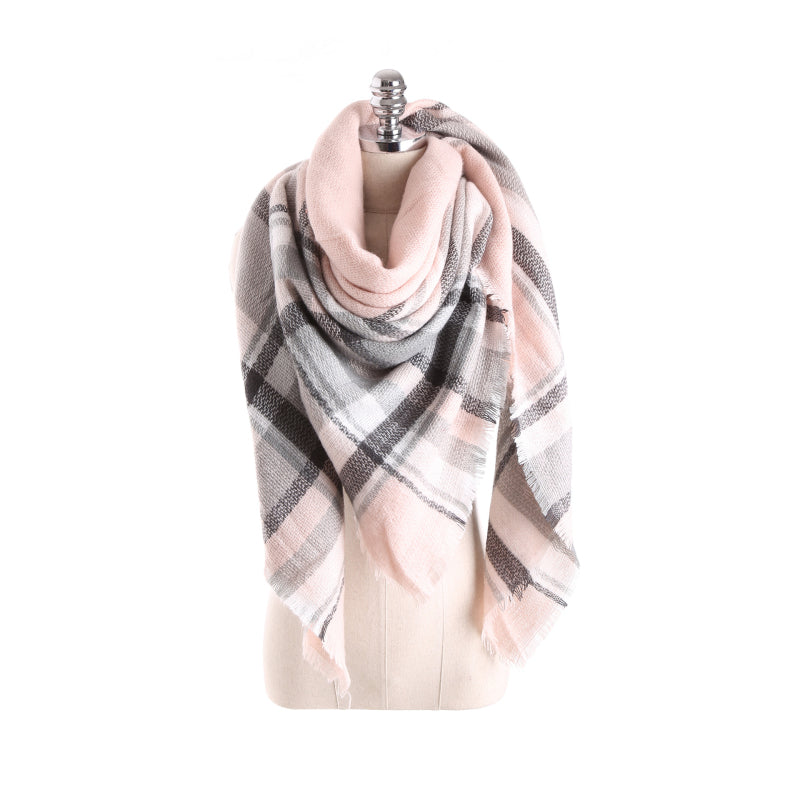 Fashion Color Blocking Design Women Plaid Scarf