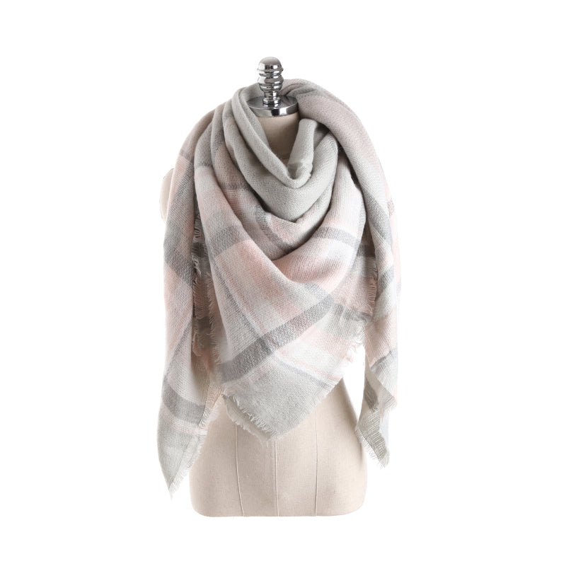 Fashion Color Blocking Design Women Plaid Scarf