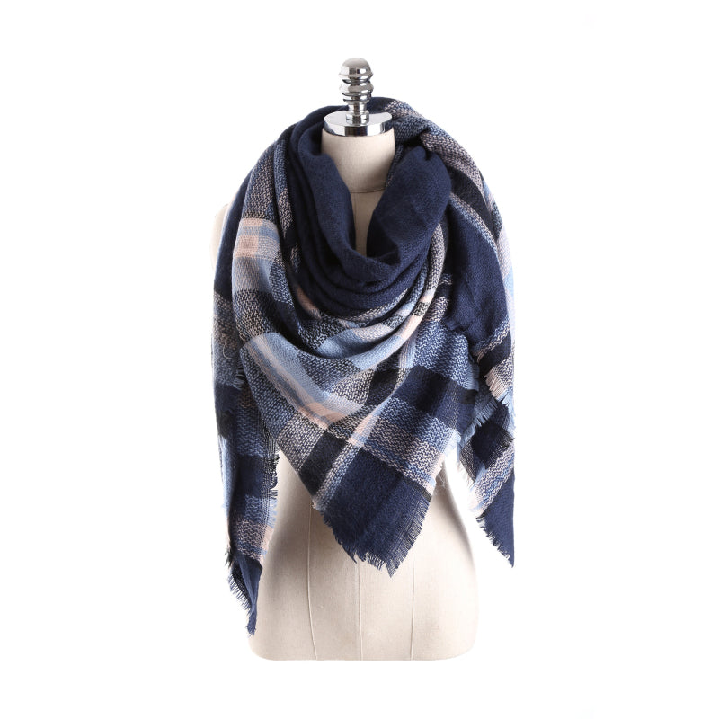 Fashion Color Blocking Design Women Plaid Scarf