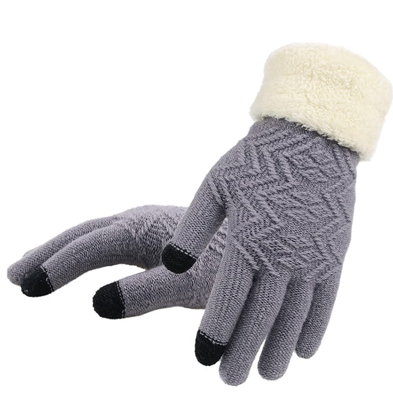 Simple Knitted Embroidery Touch Screen Gloves For Women