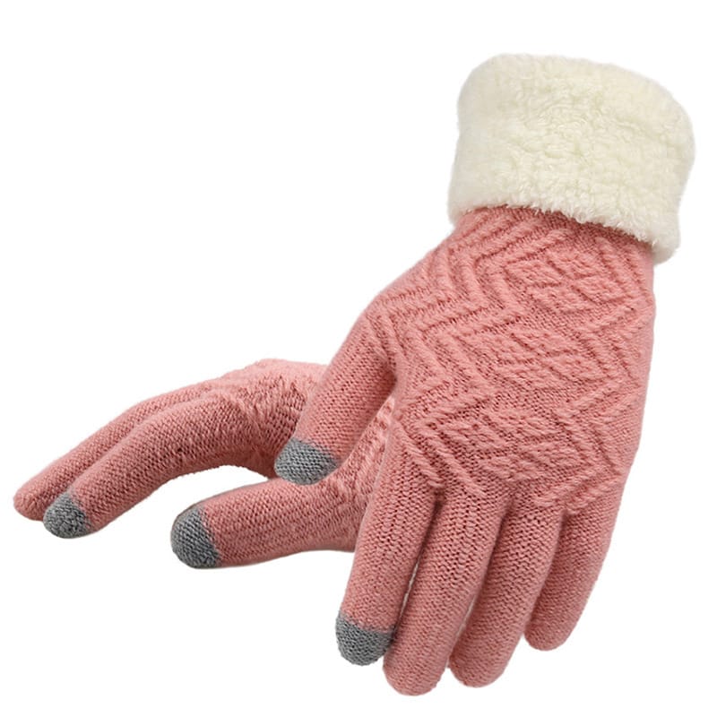 Simple Knitted Embroidery Touch Screen Gloves For Women