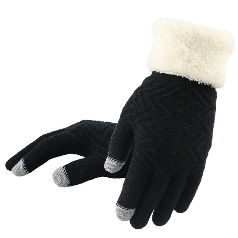 Simple Knitted Embroidery Touch Screen Gloves For Women