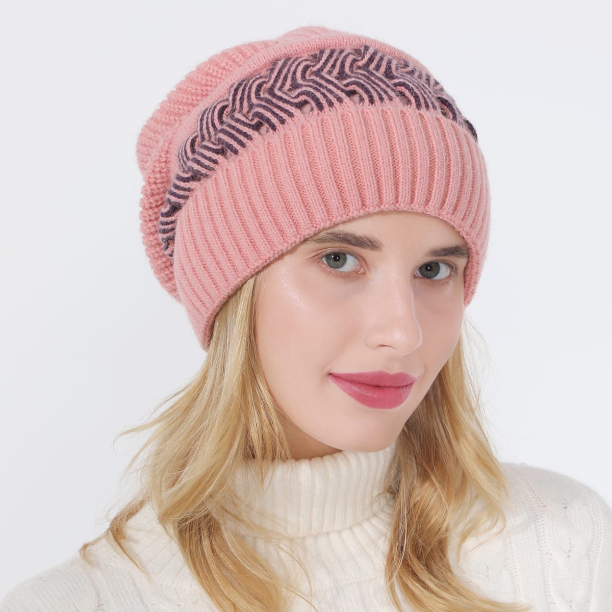Fashion Color Matching Thick Knitted Cone Hat