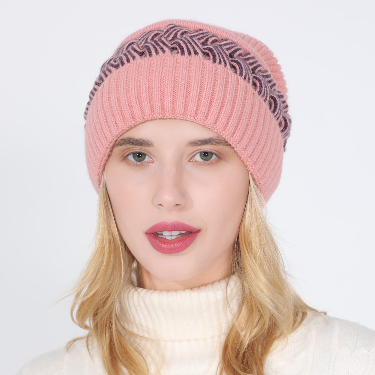 Fashion Color Matching Thick Knitted Cone Hat