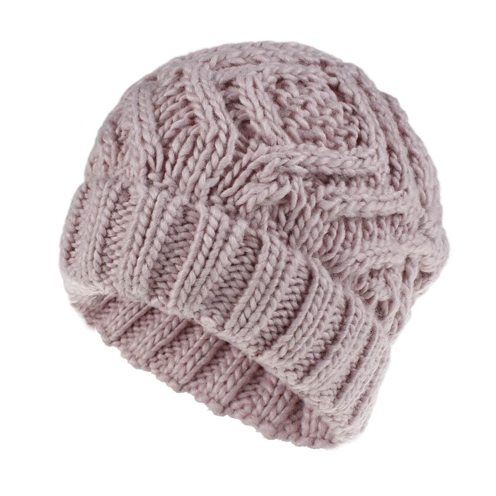 Fashion Diamond Pattern Solid Color Thick Wool Knitted Hat Beanie