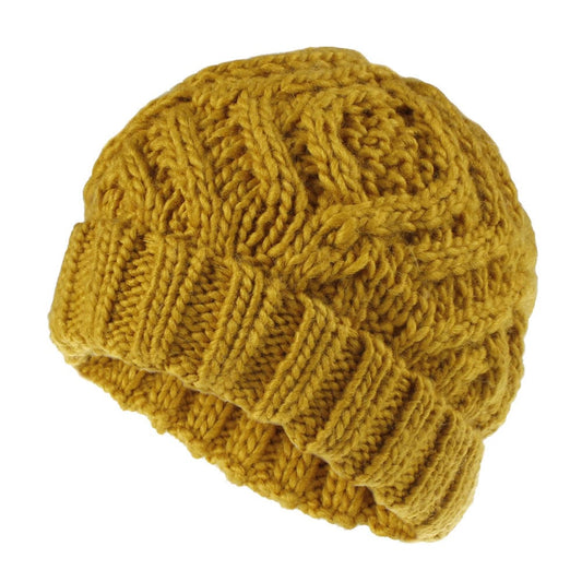 Fashion Diamond Pattern Solid Color Thick Wool Knitted Hat Beanie