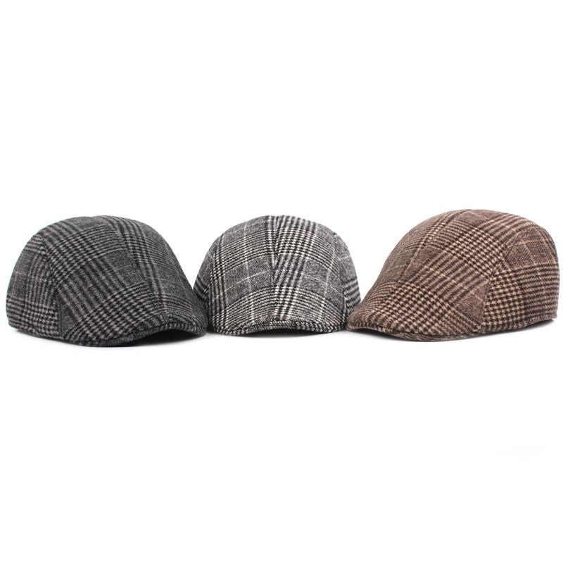 Classic Plaid Pattern Fall Winter Warmth Bell Hat for Men Women