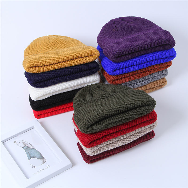 Solid Color Knitted Unisex Men And Women Beanies