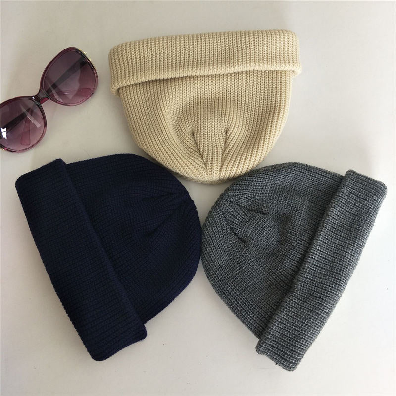 Solid Color Knitted Unisex Men And Women Beanies