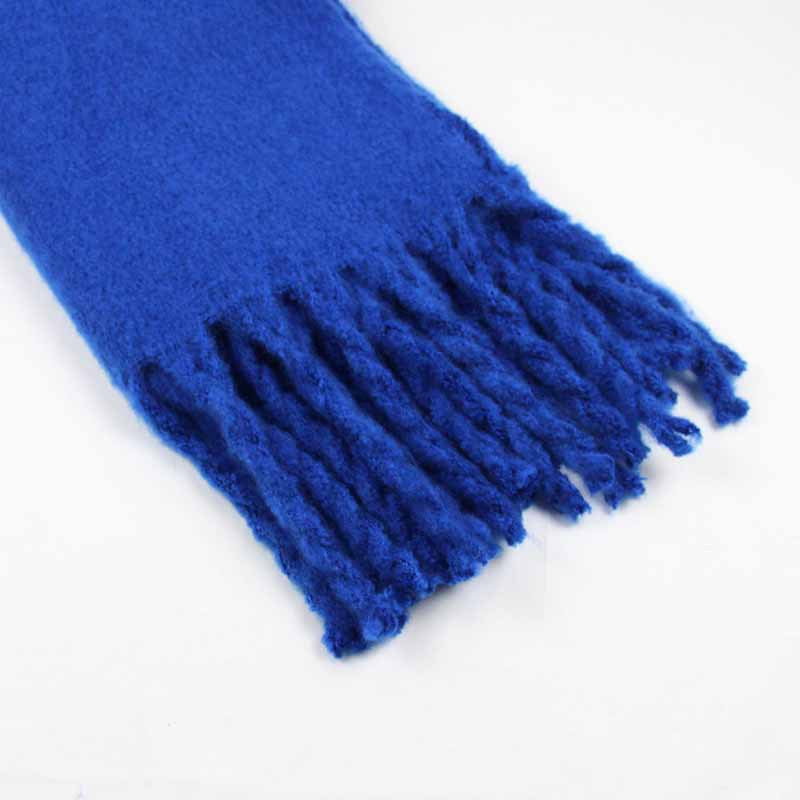 Women Winter Solid Color Tassel Pattern Thick Scarves