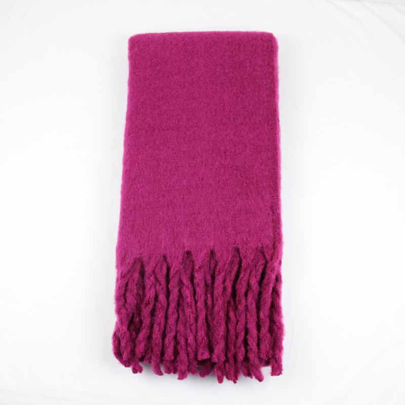 Women Winter Solid Color Tassel Pattern Thick Scarves