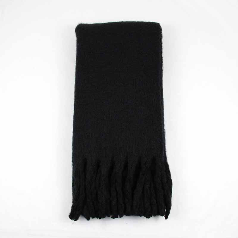 Women Winter Solid Color Tassel Pattern Thick Scarves