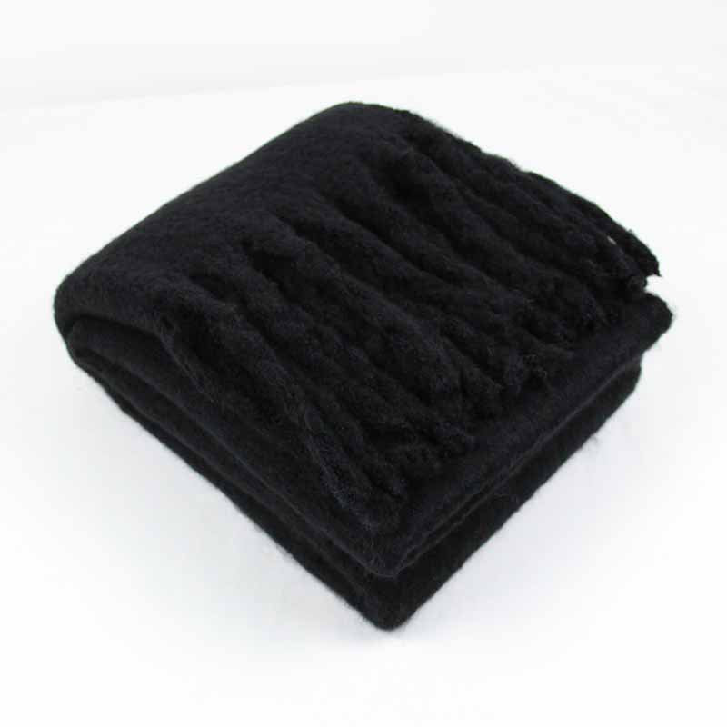 Women Winter Solid Color Tassel Pattern Thick Scarves