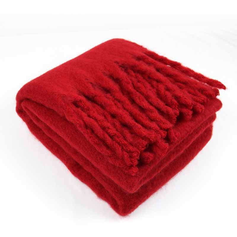 Women Winter Solid Color Tassel Pattern Thick Scarves