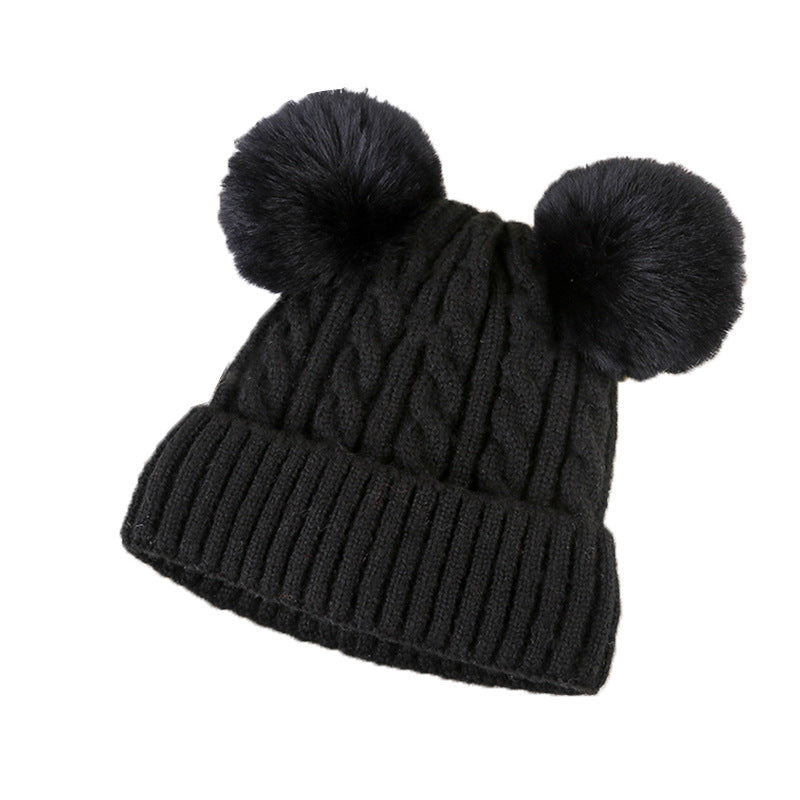 Women Plush Winter Knitted Fluffy Ball Warm Bell Hat