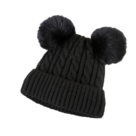 Women Plush Winter Knitted Fluffy Ball Warm Bell Hat