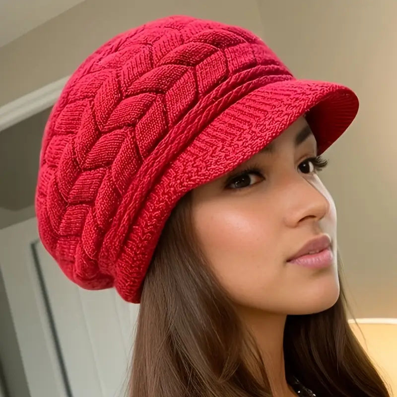 Women Solid Autumn Winter Warm Knitted Beanie Acrylic