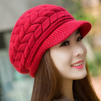 Women Solid Autumn Winter Warm Knitted Beanie Acrylic