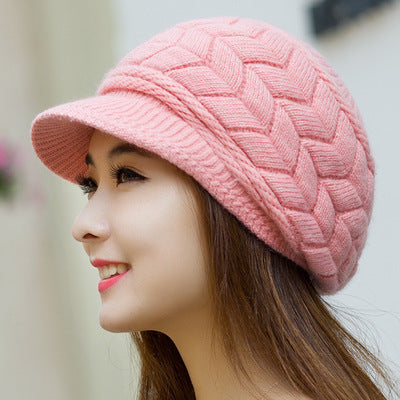Women Solid Autumn Winter Warm Knitted Beanie Acrylic