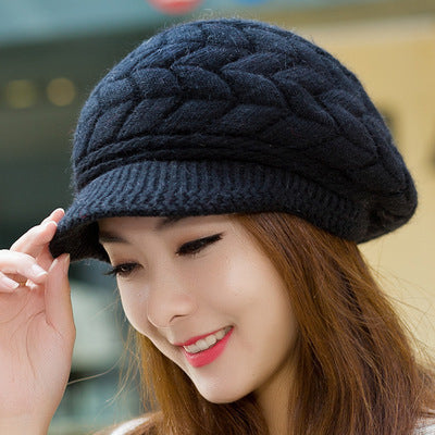 Women Solid Autumn Winter Warm Knitted Beanie Acrylic