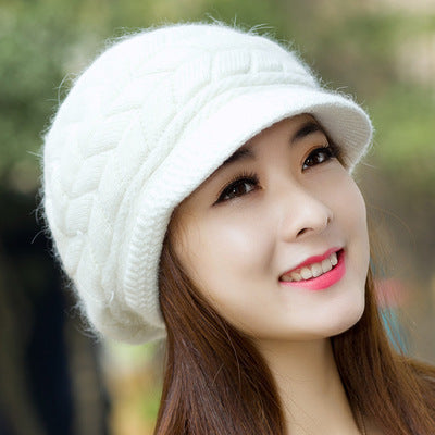 Women Solid Autumn Winter Warm Knitted Beanie Acrylic
