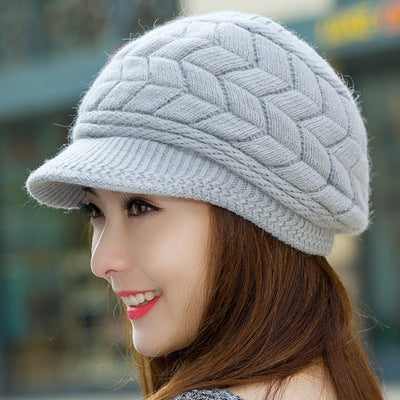Women Solid Autumn Winter Warm Knitted Beanie Acrylic