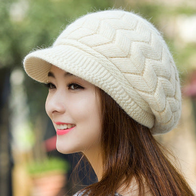 Women Solid Autumn Winter Warm Knitted Beanie Acrylic