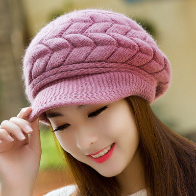 Women Solid Autumn Winter Warm Knitted Beanie Acrylic