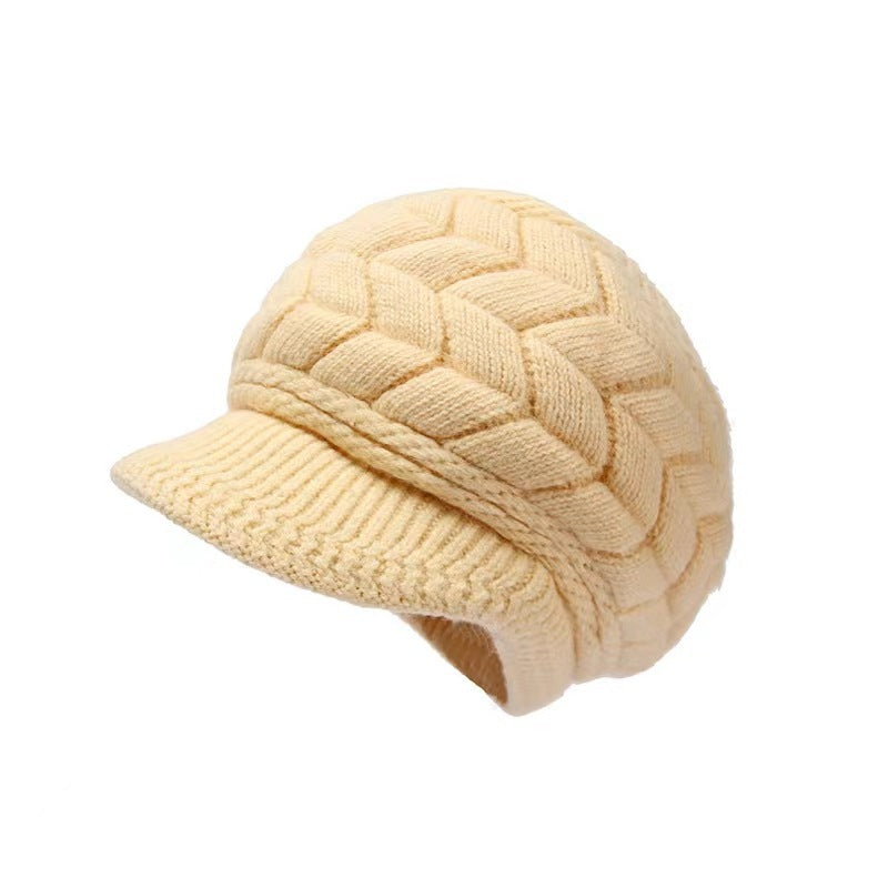 Women Solid Autumn Winter Warm Knitted Beanie Acrylic