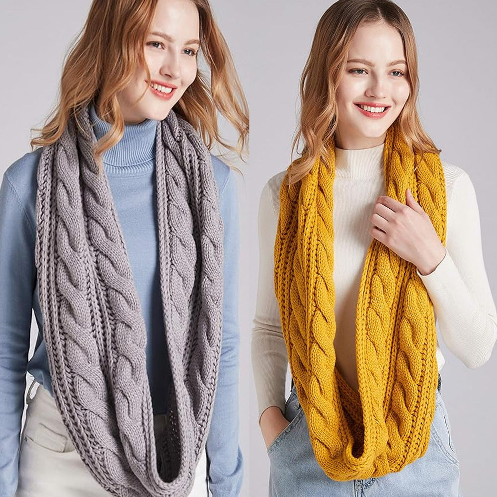 Winter Warm Knitted Thickened Solid Color Retro Scarf