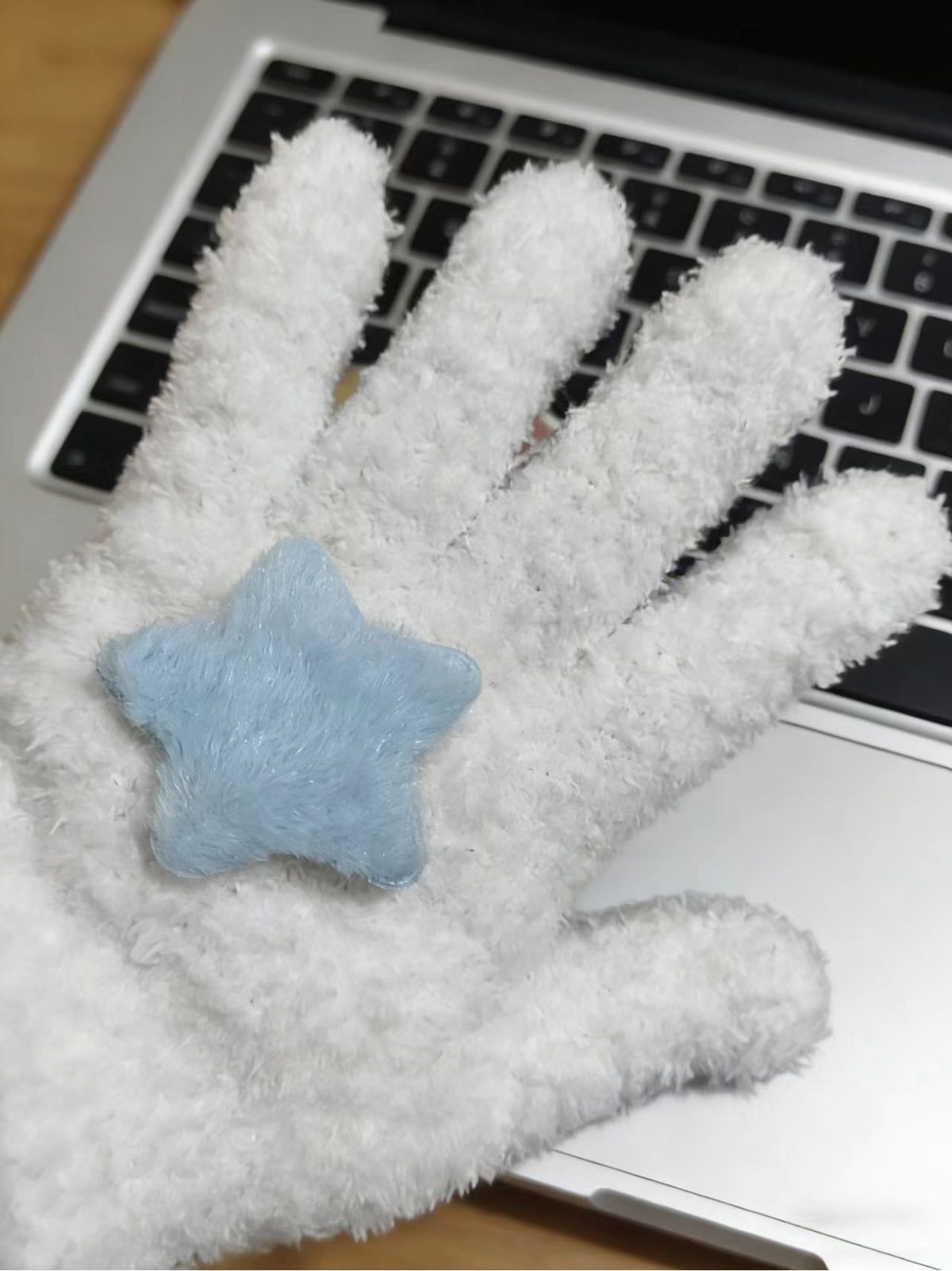 Women'S Fashion Cute Autumn And Winter Velvet Warm Star Five-Finger Plush Gloves