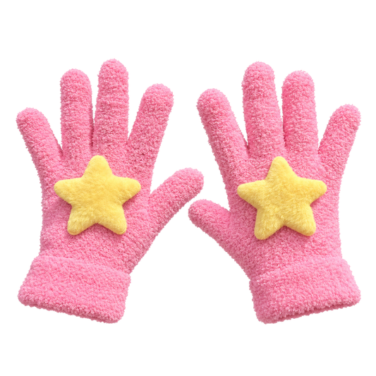 Women'S Fashion Cute Autumn And Winter Velvet Warm Star Five-Finger Plush Gloves