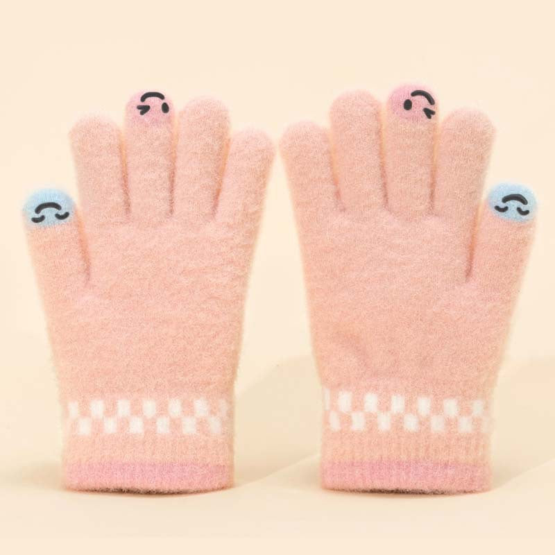 Women Fashion Autumn And Winter Warm Touch Screen Five-Finger Plush Knitted Gloves