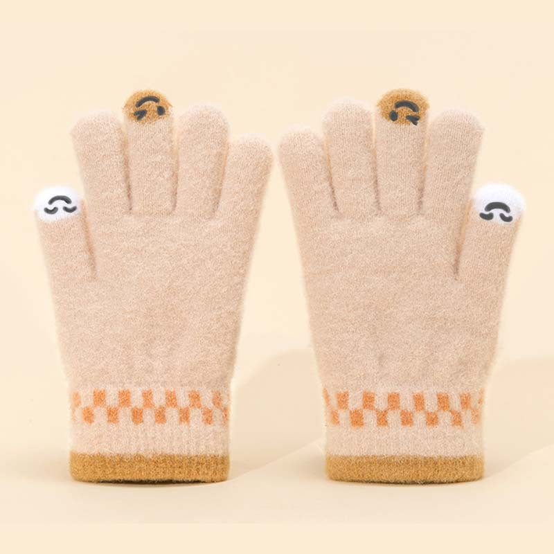 Women Fashion Autumn And Winter Warm Touch Screen Five-Finger Plush Knitted Gloves