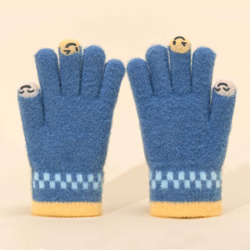 Women Fashion Autumn And Winter Warm Touch Screen Five-Finger Plush Knitted Gloves