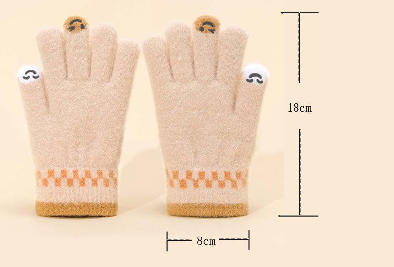Women Fashion Autumn And Winter Warm Touch Screen Five-Finger Plush Knitted Gloves