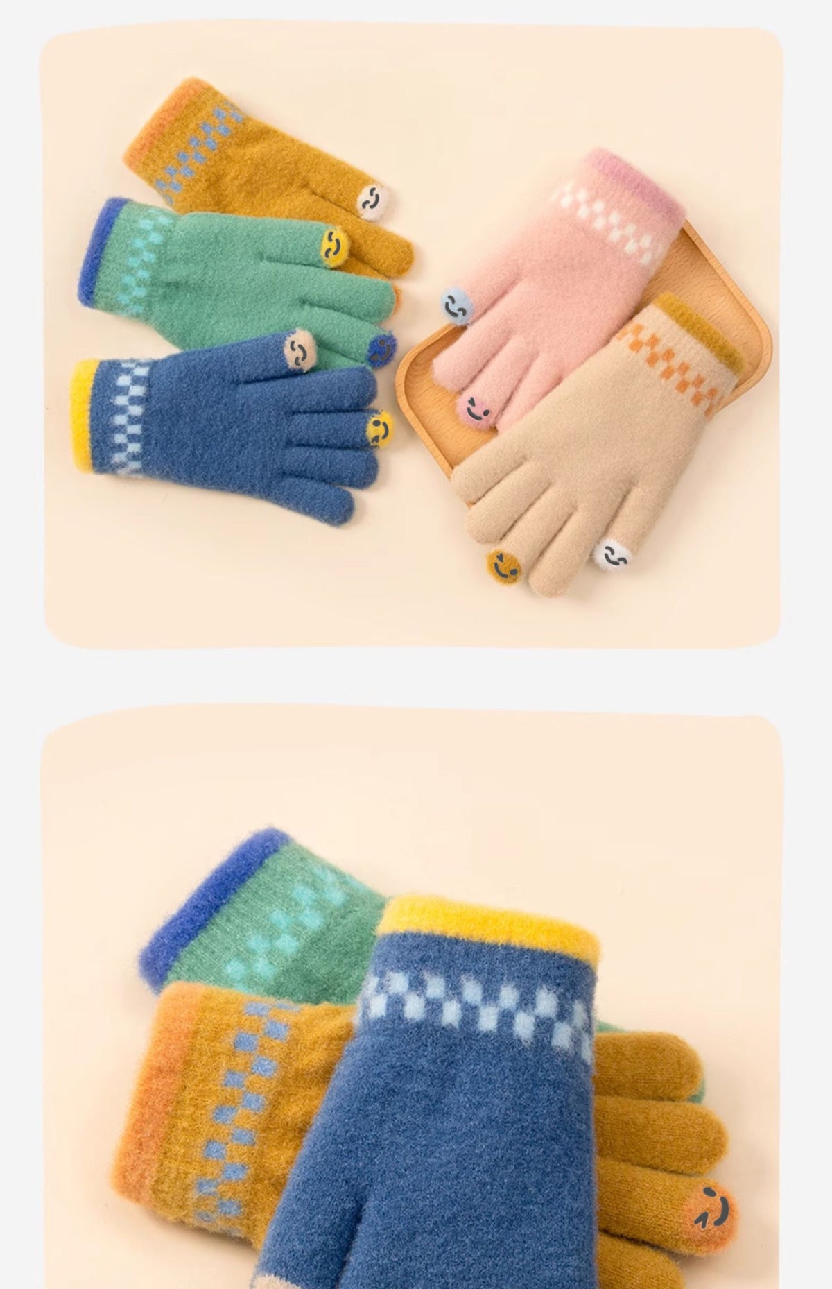 Women Fashion Autumn And Winter Warm Touch Screen Five-Finger Plush Knitted Gloves