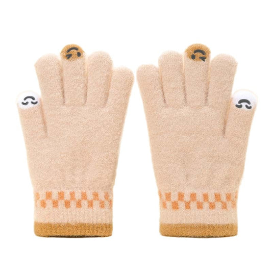 Women Fashion Autumn And Winter Warm Touch Screen Five-Finger Plush Knitted Gloves