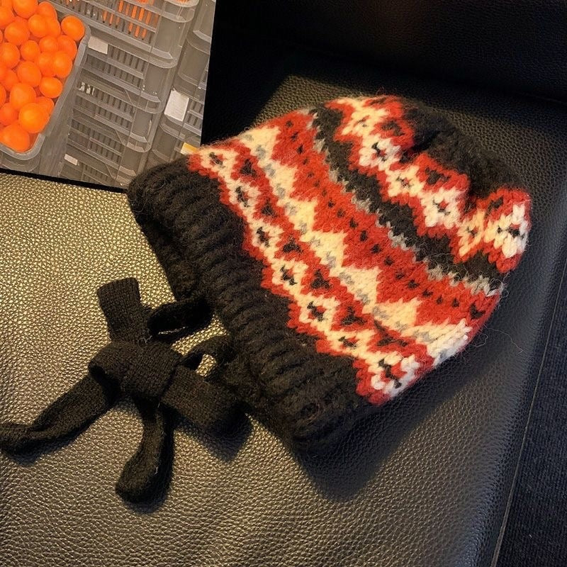 Women Fashion Autumn And Winter Big Head Circumference Double-Layer Thickened Warm Knitted Hat