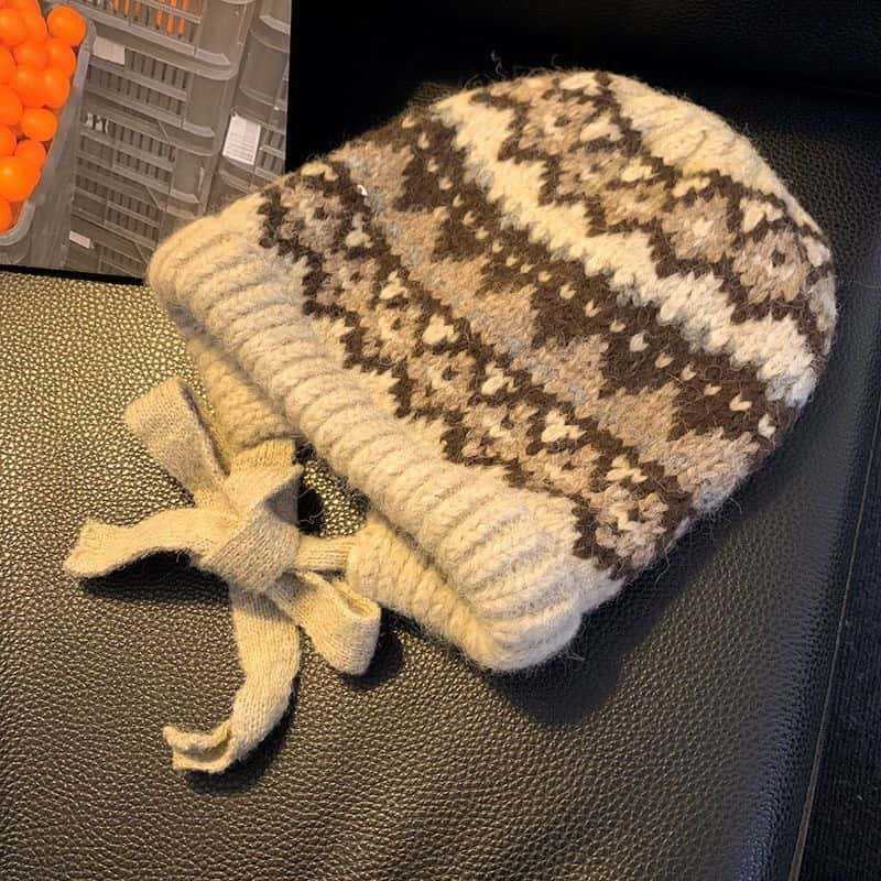 Women Fashion Autumn And Winter Big Head Circumference Double-Layer Thickened Warm Knitted Hat