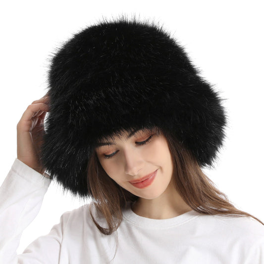 Winter Women Fashion Solid Color Thickened Plush Fisherman Hat