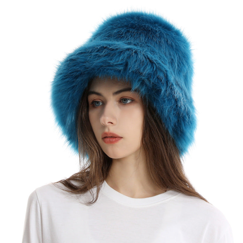 Winter Women Fashion Solid Color Thickened Plush Fisherman Hat