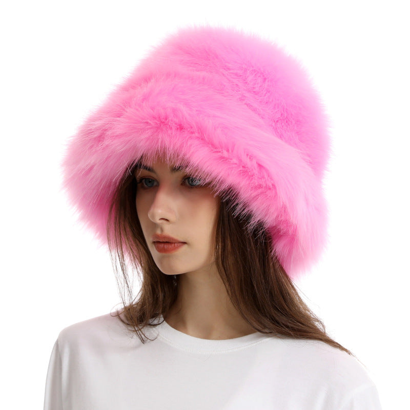 Winter Women Fashion Solid Color Thickened Plush Fisherman Hat