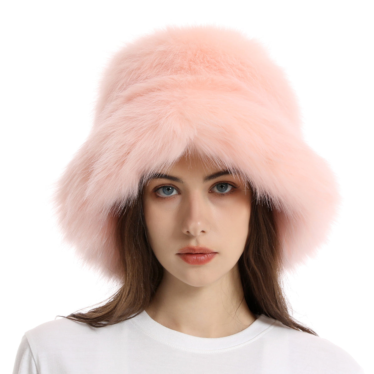 Winter Women Fashion Solid Color Thickened Plush Fisherman Hat