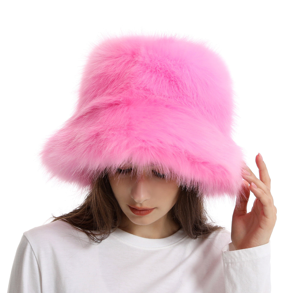 Winter Women Fashion Solid Color Thickened Plush Fisherman Hat